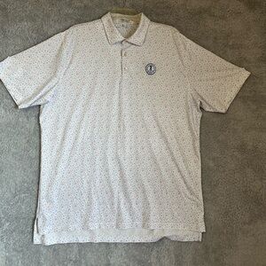 Peter Millar White Polo with Blue and Red Pattern